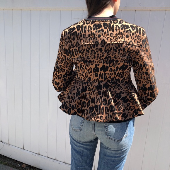 Trouve Leopard Print Peplum Jacket Sz Small - Picture 3 of 3